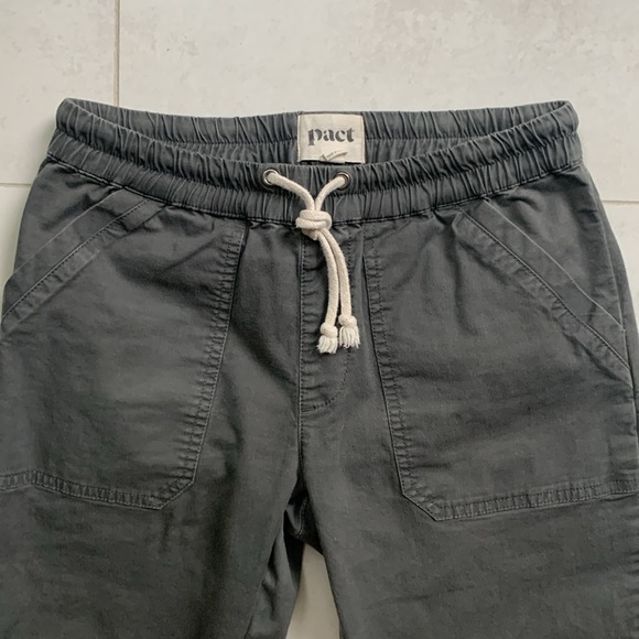 Pact Charcoal grey Elastic Waist drawstring organic cotton pants size small - Picture 2 of 10